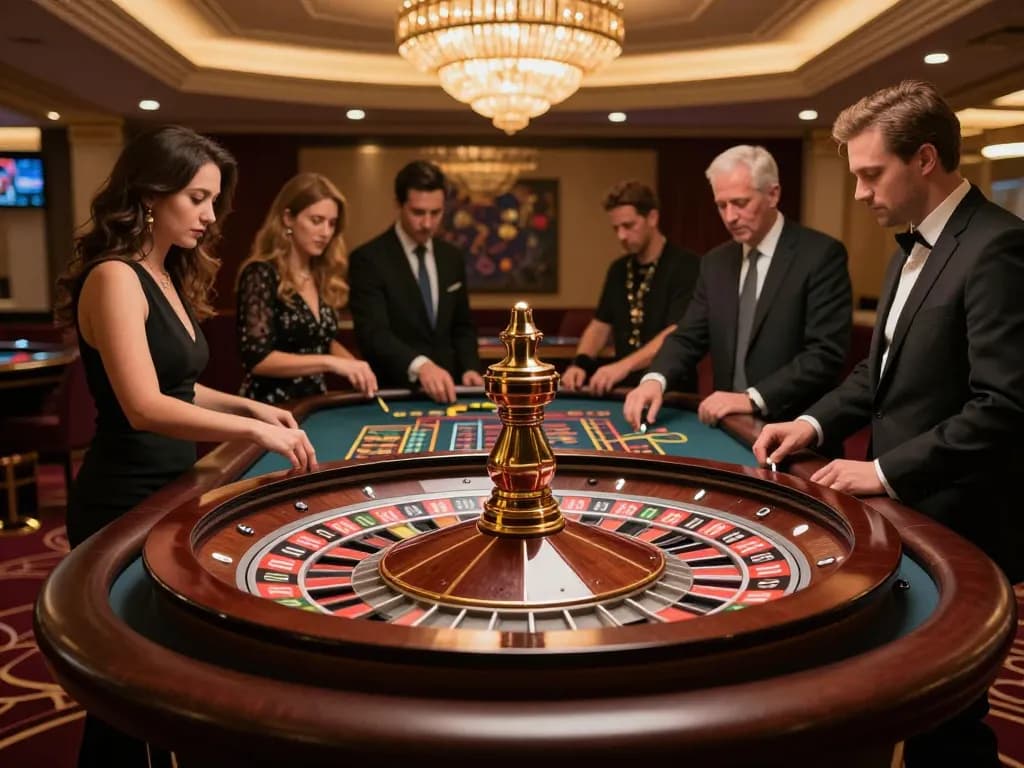 Place bets at the SC88 roulette table, capturing excitement in a vibrant casino atmosphere.
