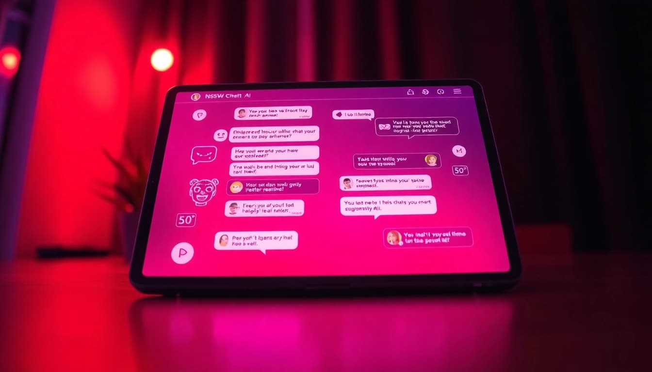 Dynamic NSFW chat AI interface showcasing interactive digital dialogues and characters.