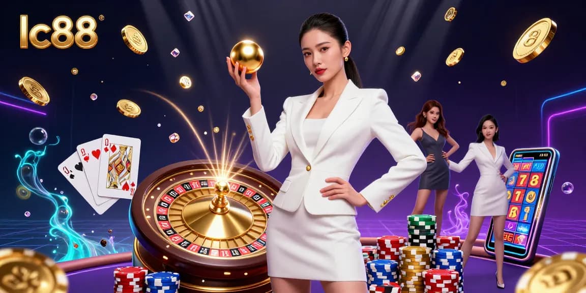 Experience the thrill of lc88 with vibrant casino elements, gold accents, and immersive 3D visuals.
