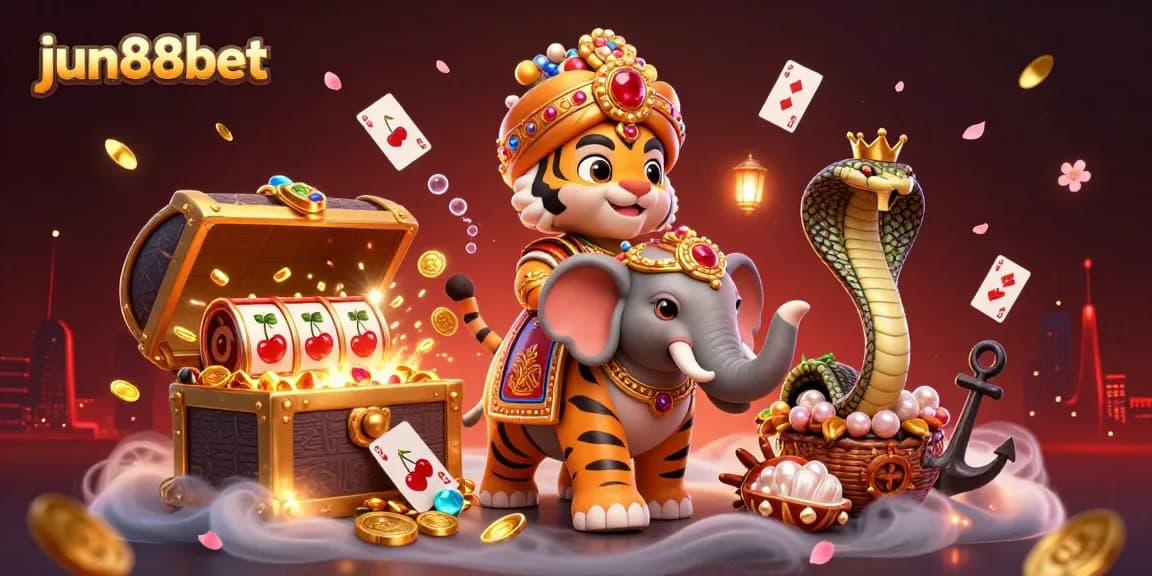 Engage in thrilling wins with jun88bet amidst a vibrant 3D casino adventure scene.