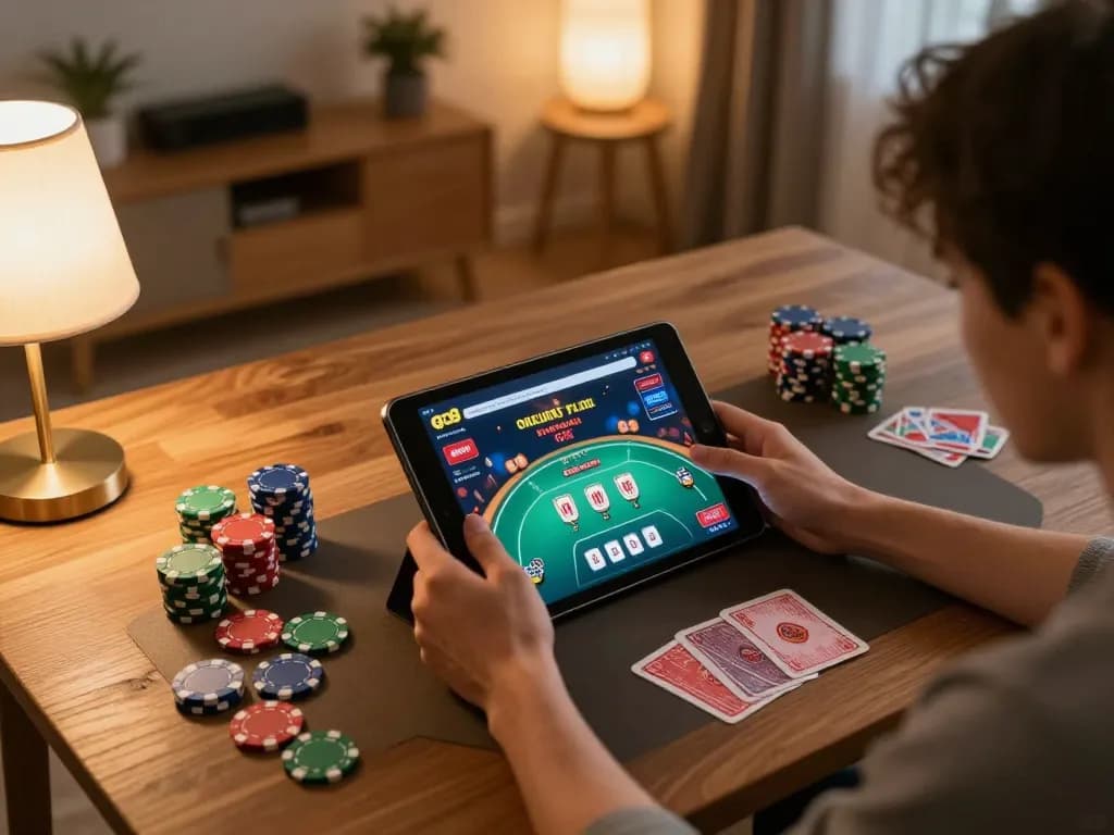 Engaging in online poker on go8 platform from a stylish home gaming setup