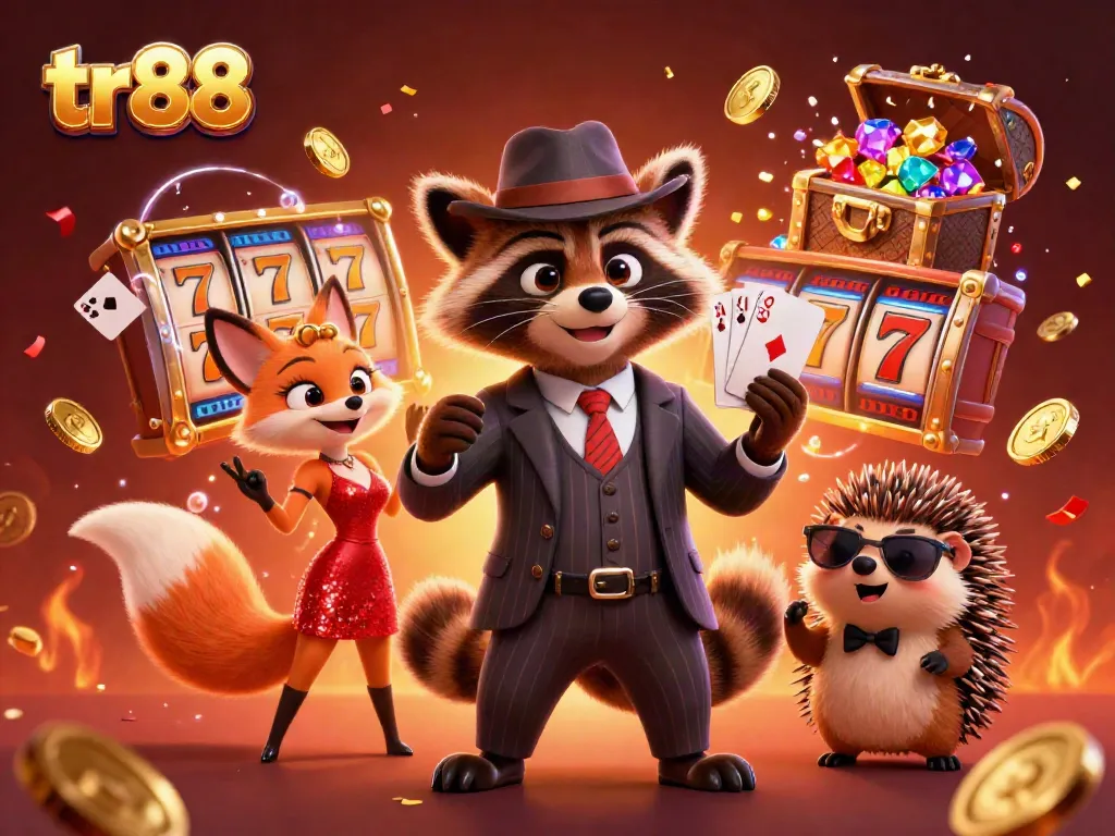 Engage in thrilling gameplay with tr88 while surrounded by animated slot reels and vibrant casino vibes.