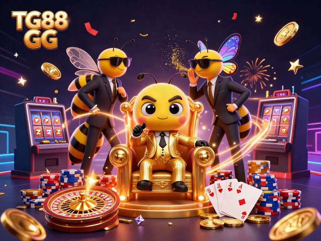 Experience gaming excitement with TG88 GG’s lively casino scene featuring engaging characters and vibrant elements.