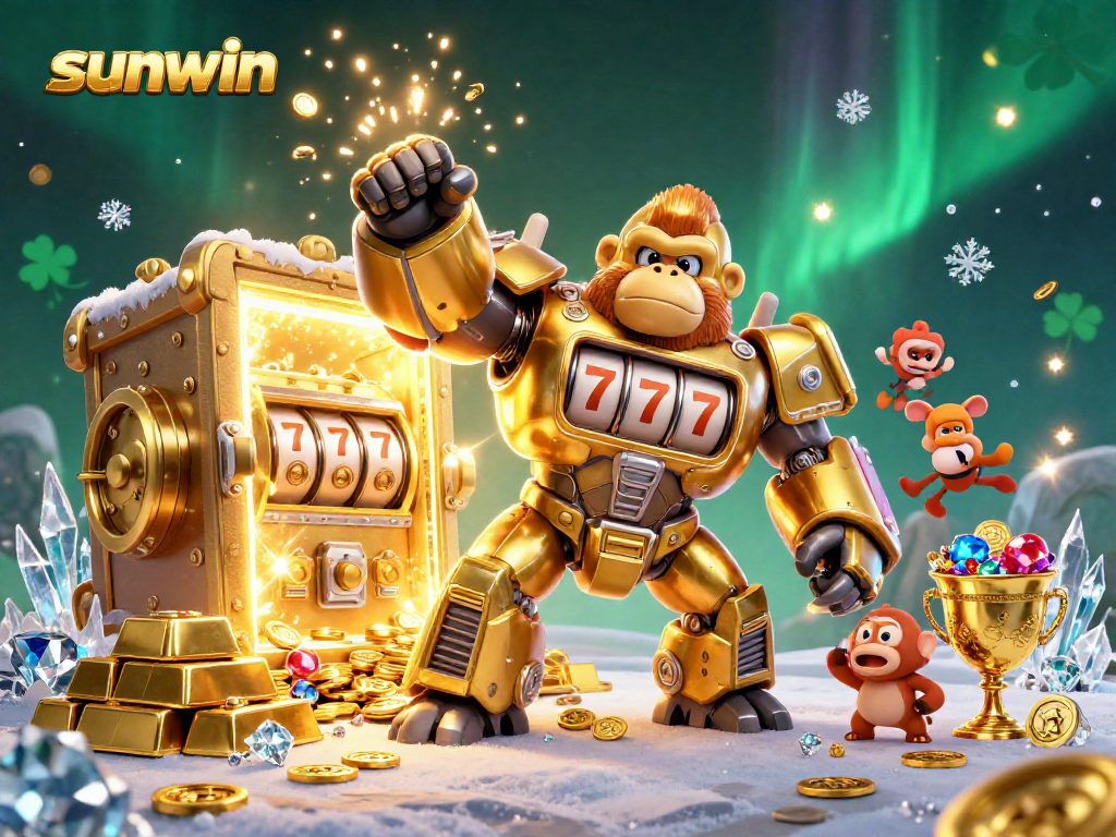 Engage in winning strategies with sunwin's vibrant 3D casino illustration showcasing dynamic gaming elements.