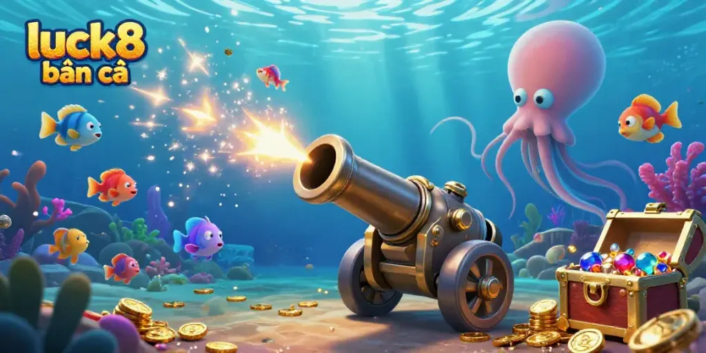 Experience the excitement of luck8 bắn cá with vibrant underwater action and treasure-filled scenes.