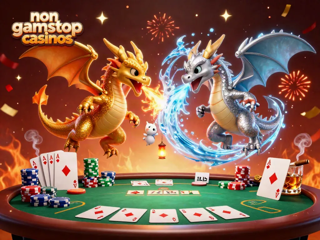 Experience the excitement of non gamstop casinos with dynamic dragon battle in a lively poker scene.