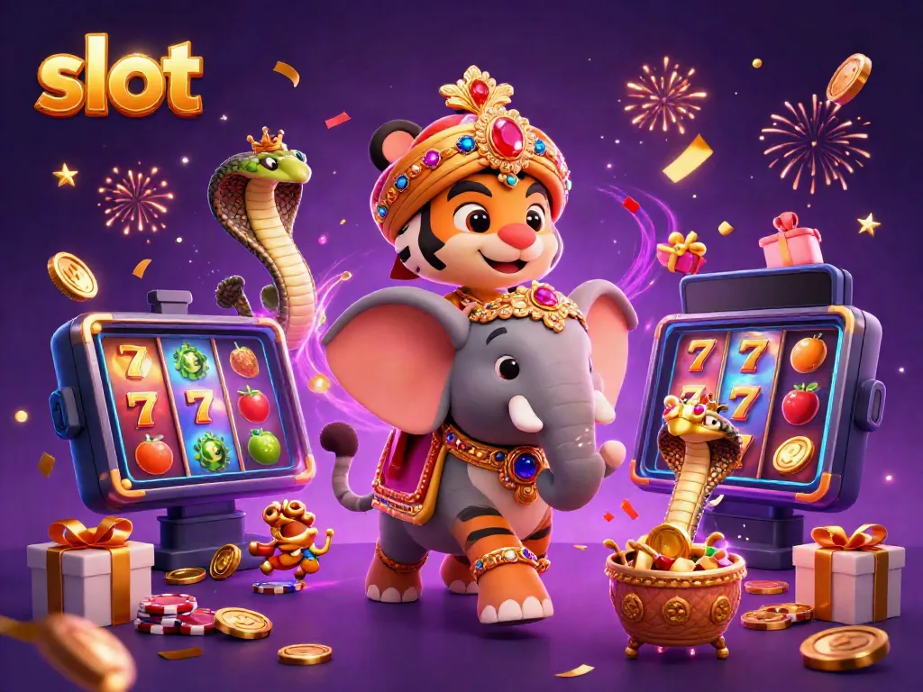 Spin to win with vibrant slot elements and a majestic tiger in this engaging casino scene.