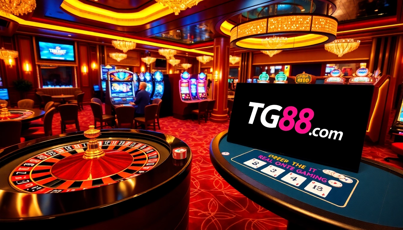 Experience the excitement of TG88 com with vibrant casino tables and engaging slot machines.