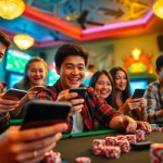 Engaging scene of players enjoying sbobet.dance poker and sports betting, showcasing exciting gameplay.