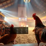 Live cockfighting event at dagawin.live featuring a vibrant crowd and live betting.