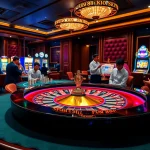 Experience the thrill of Fun 88 with players enjoying a stylish roulette table in an upscale casino.