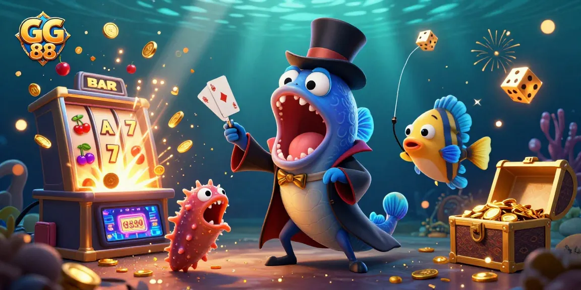 Experience the magic of GG 88 with vibrant underwater casino elements and playful sea creatures.
