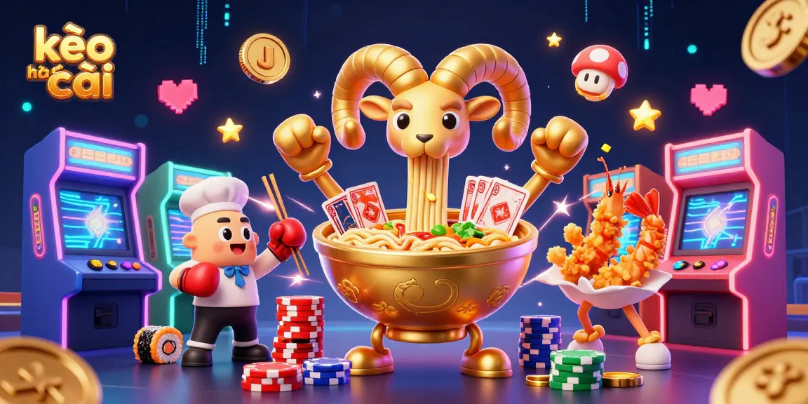 Engage with kèo nhà cái while enjoying a vibrant casino-themed scene filled with unique characters and game elements.