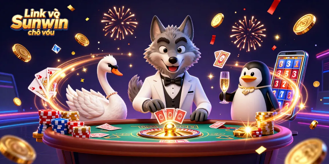 Experience the excitement with Link vào Sunwin chính thức at a lively baccarat table surrounded by lucky casino elements.