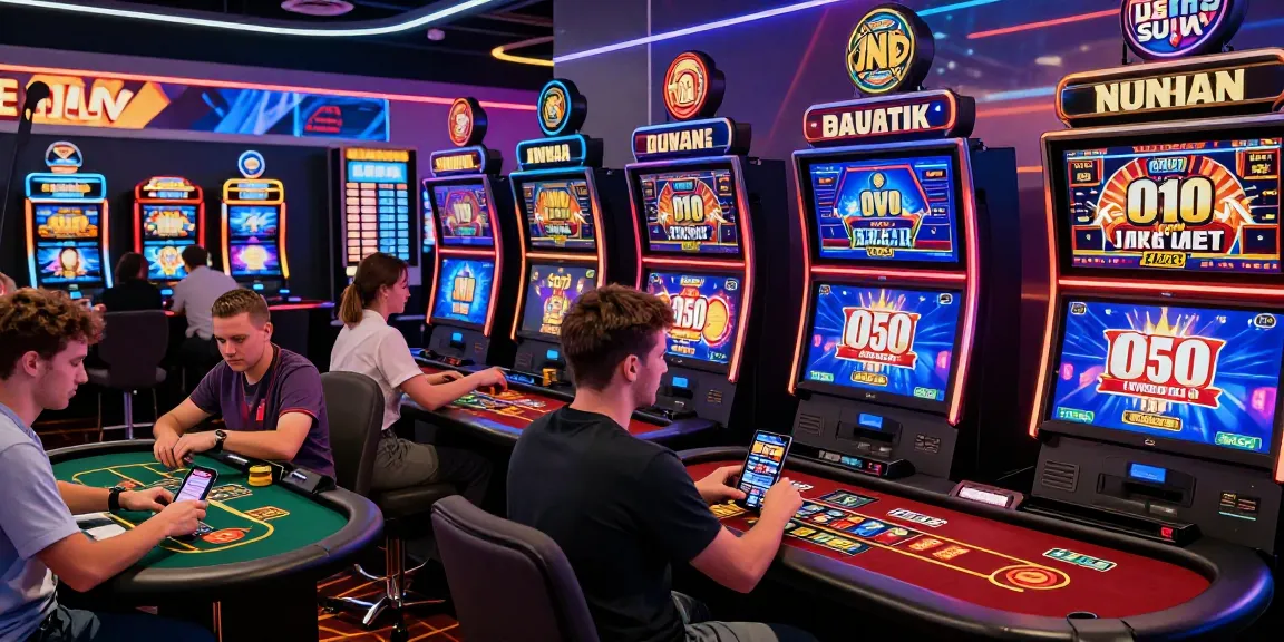 Players enjoying games at new UK casino sites, featuring vibrant atmosphere and exciting slots.