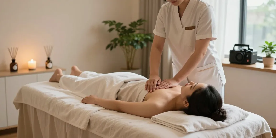 Experience a soothing 신촌출장마사지 in a tranquil massage studio with calming elements.