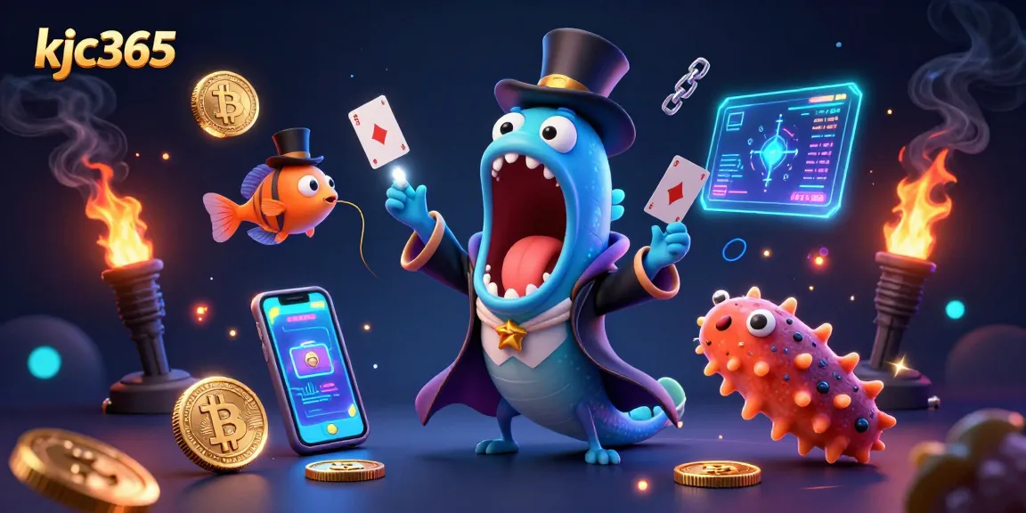 Experience the excitement of kjc365 with illuminated deep-sea creatures performing surreal magic tricks in the digital casino world.